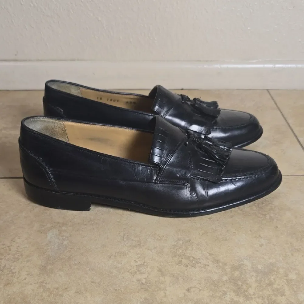 Johnston & Murphy Black Leather Tassel Loafers